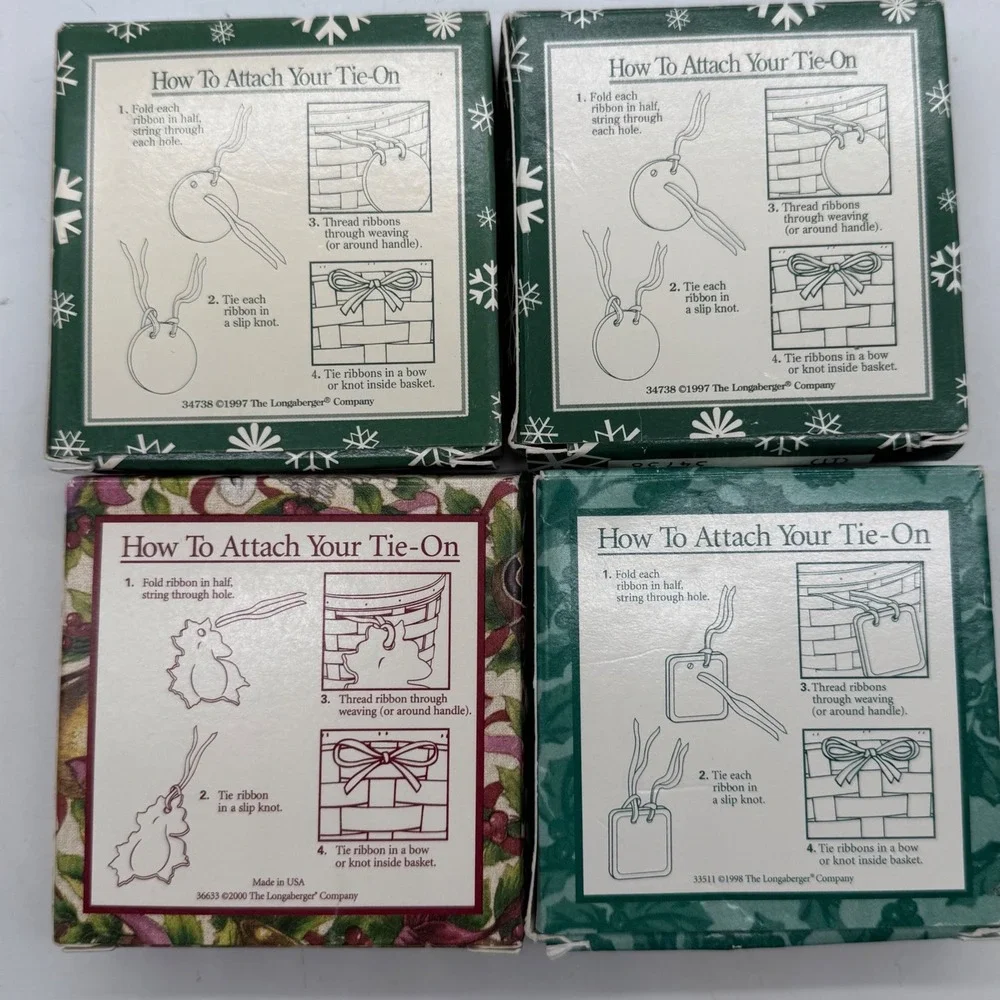 Longaberger VTG Christmas Tie‎ On Ornaments Pear Stockings lot of 4